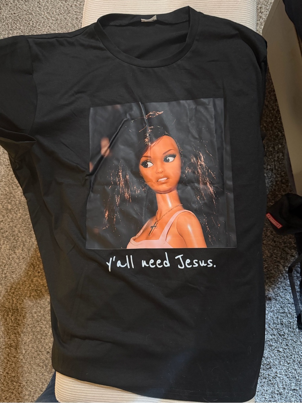 Black Graphic Short-Sleeve Tee with Pink Accent — Y'all Need Jesus